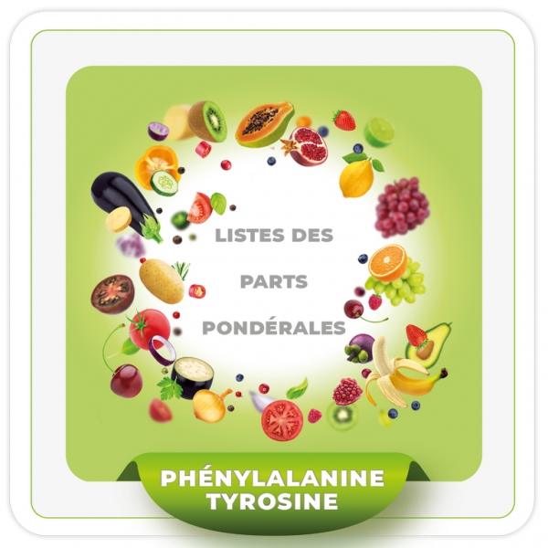 Consensus parts phénylalanine/tyrosine - liste avec visuels et traductions légumes et fruits
